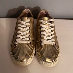 Blauer - Women's Sneakers, Gold, Size 37 (US 6), Shell Toe, Leather, Lace Up